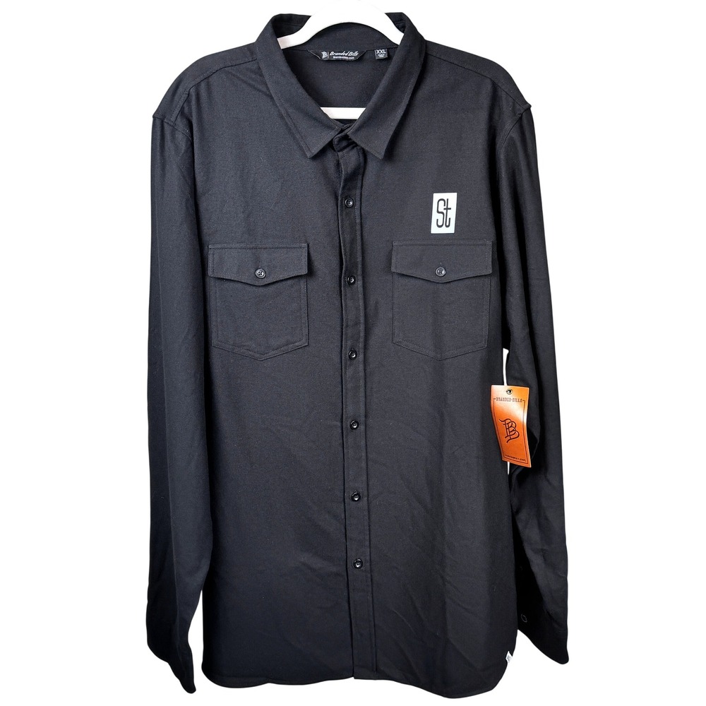 Branded Bills Shirt Mens XXL Black NWT Heavyweight Workwear Button Up Logo